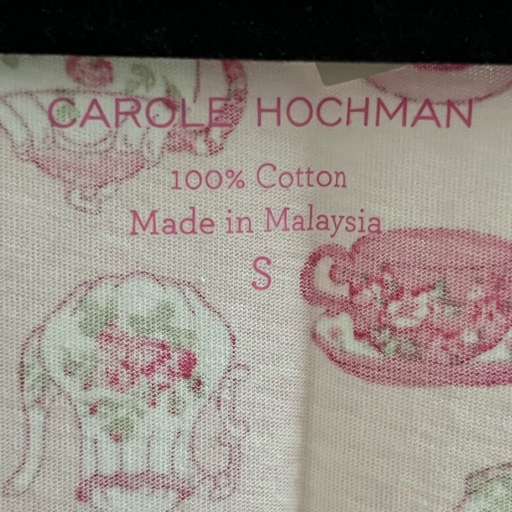 Midnight by Carole Hochman Pink and Green Tea Print Nightshirt 100 %Cotton - Picture 5 of 11
